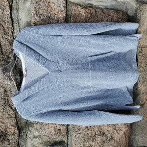 Faherty Seabrook French Terry Hoodie Poncho V-Neck Herringbone Large